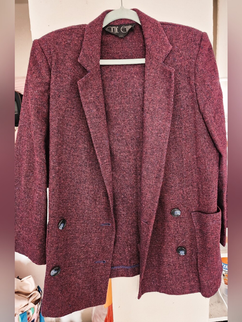WOMEN'S 80'S/90'S WOOL BLAZER/JACKET - PLUM